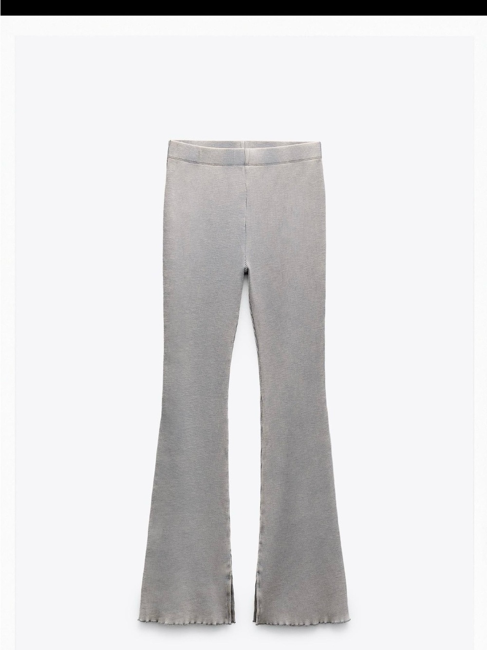 Zara Ribbed Knit Pants in Light Gray